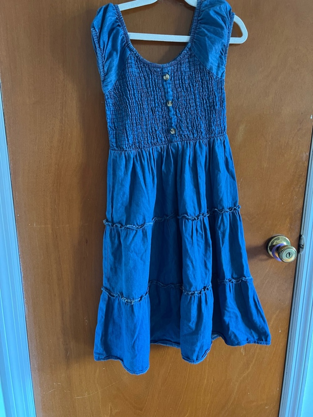 Smocked Tiered Blue Girls' Summer Dress